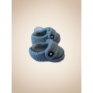 Patuco zapato gris hecho a mano a ganchillo. - Imagen 2