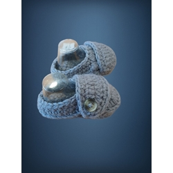 Patuco zapato gris hecho a mano a ganchillo. - Imagen 2