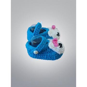 Patuco zapato hello kitty azul hecho a mano a ganchillo. - Imagen 2