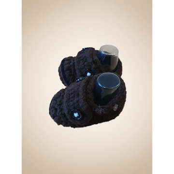 Patuco zapato marrón hecho a mano a ganchillo. - Imagen 2