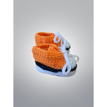 Patuco zapato tipo tenis converse naranja hecho a mano a ganchillo. - Imagen 2