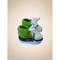 Patuco zapato tipo tenis converse verde hecho a mano a ganchillo. - Imagen 2