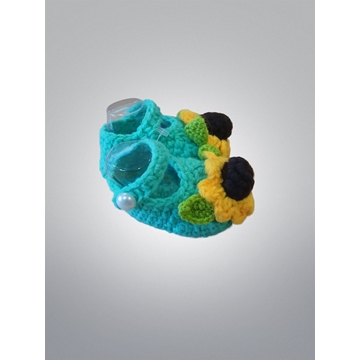 Patuco zapato verde con flor hecho a mano a ganchillo. - Imagen 2