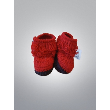 Patucos zapato bota hecha a mano a ganchillo color rojo. - Imagen 1