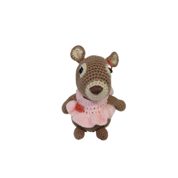 Peluche ardilla con vestido rosa hecha a mano a ganchillo (amigurumi). - Imagen 2