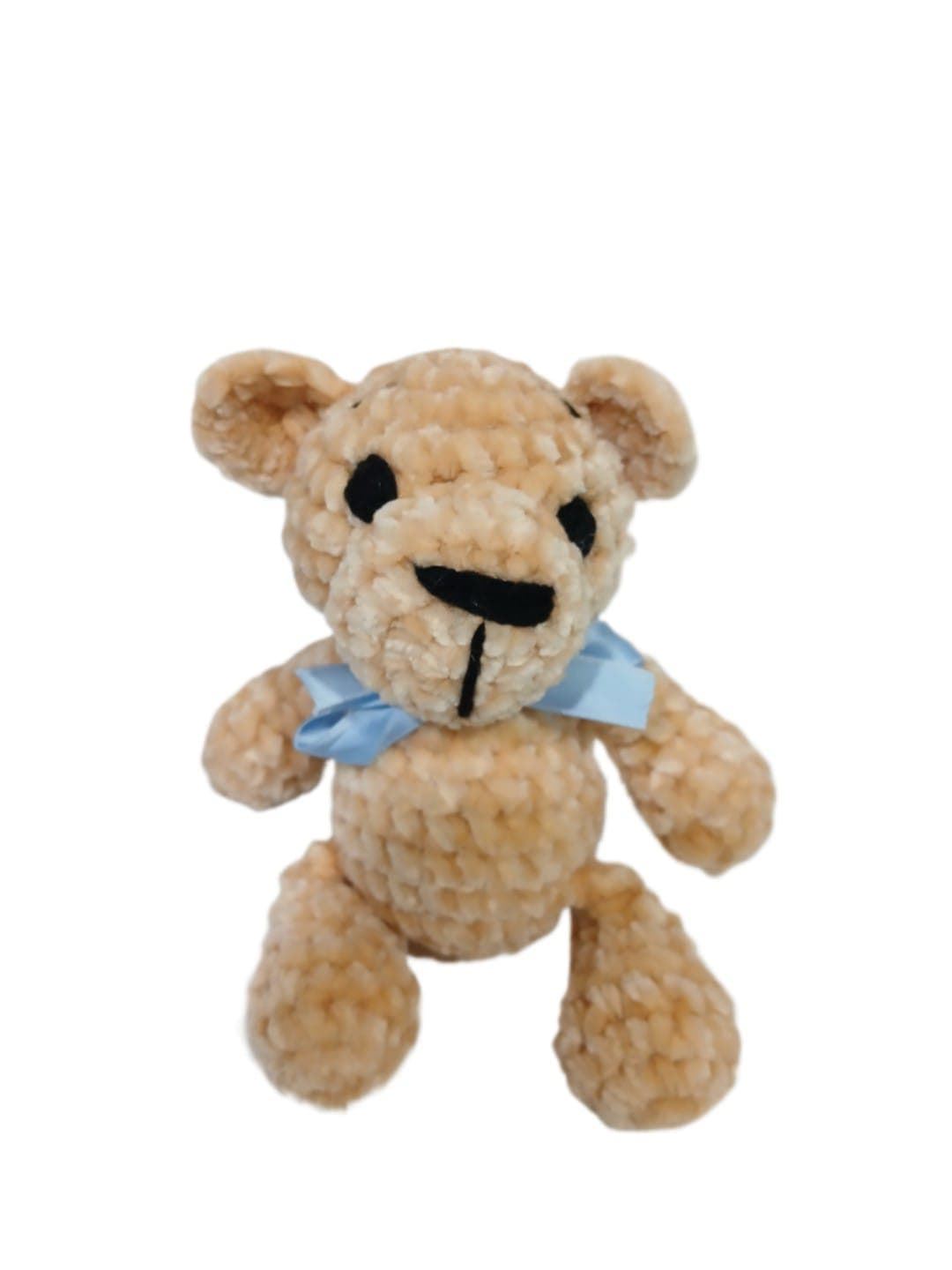 Peluche beige en lana chenille hecha mano a ganchillo (amigurumi). - Imagen 2
