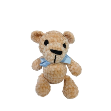 Peluche beige en lana chenille hecha mano a ganchillo (amigurumi). - Imagen 2