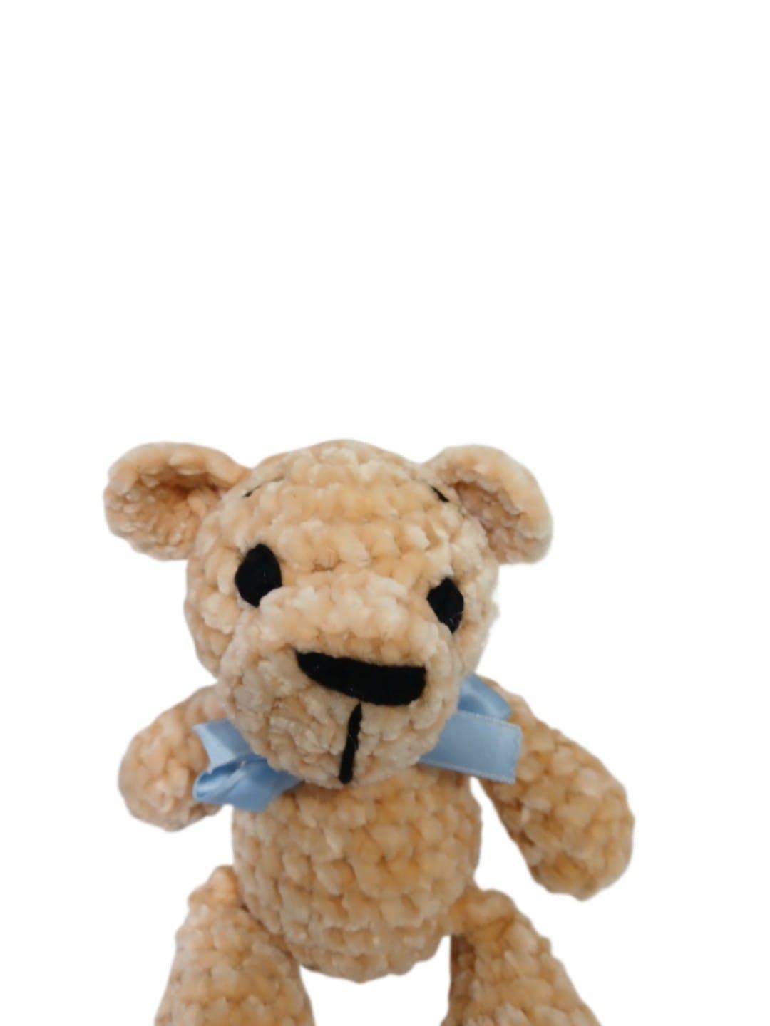 Peluche beige en lana chenille hecha mano a ganchillo (amigurumi). - Imagen 4