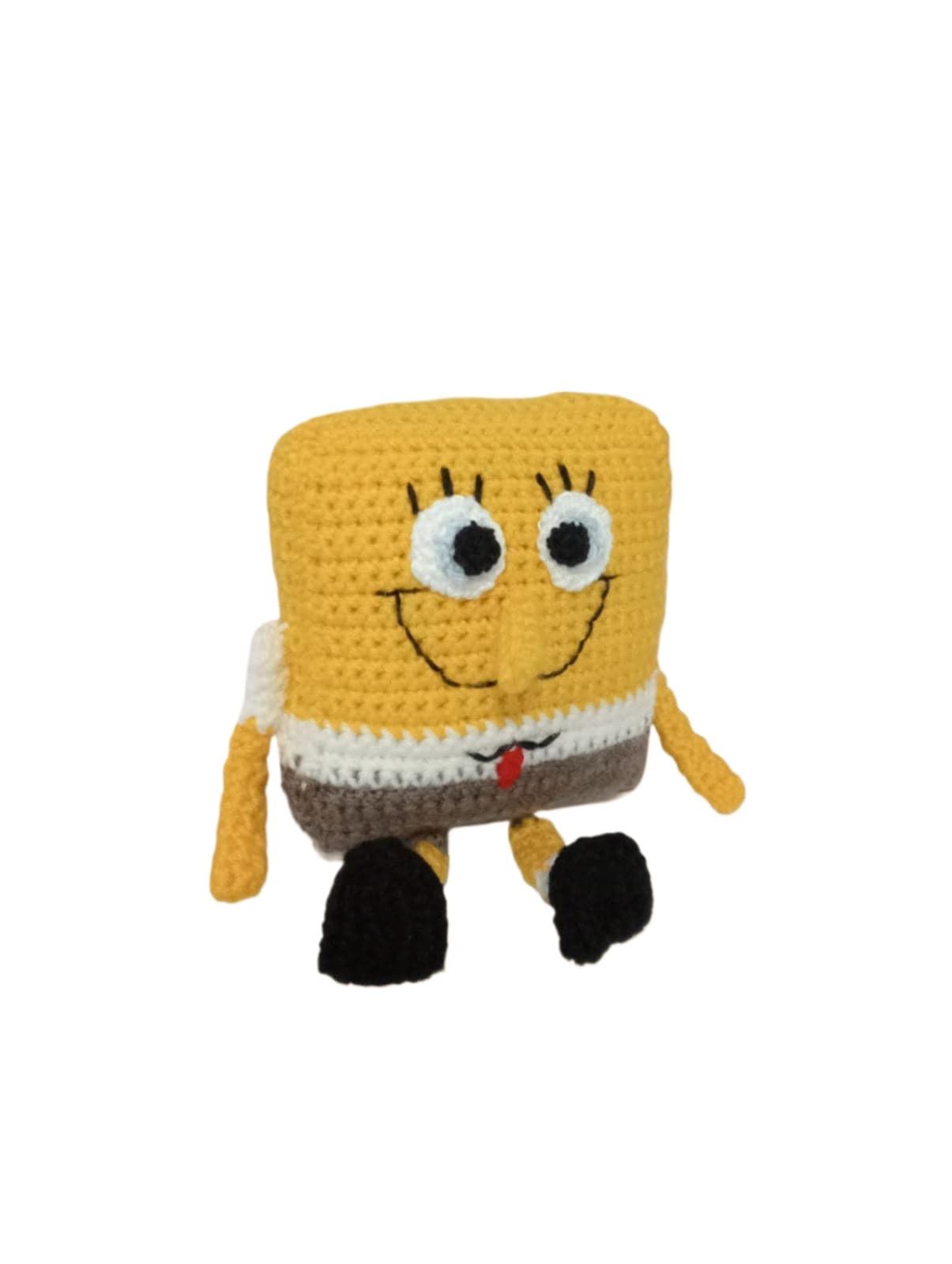 Peluche Bob esponja hecho a mano a ganchillo (amigurumi). - Imagen 1