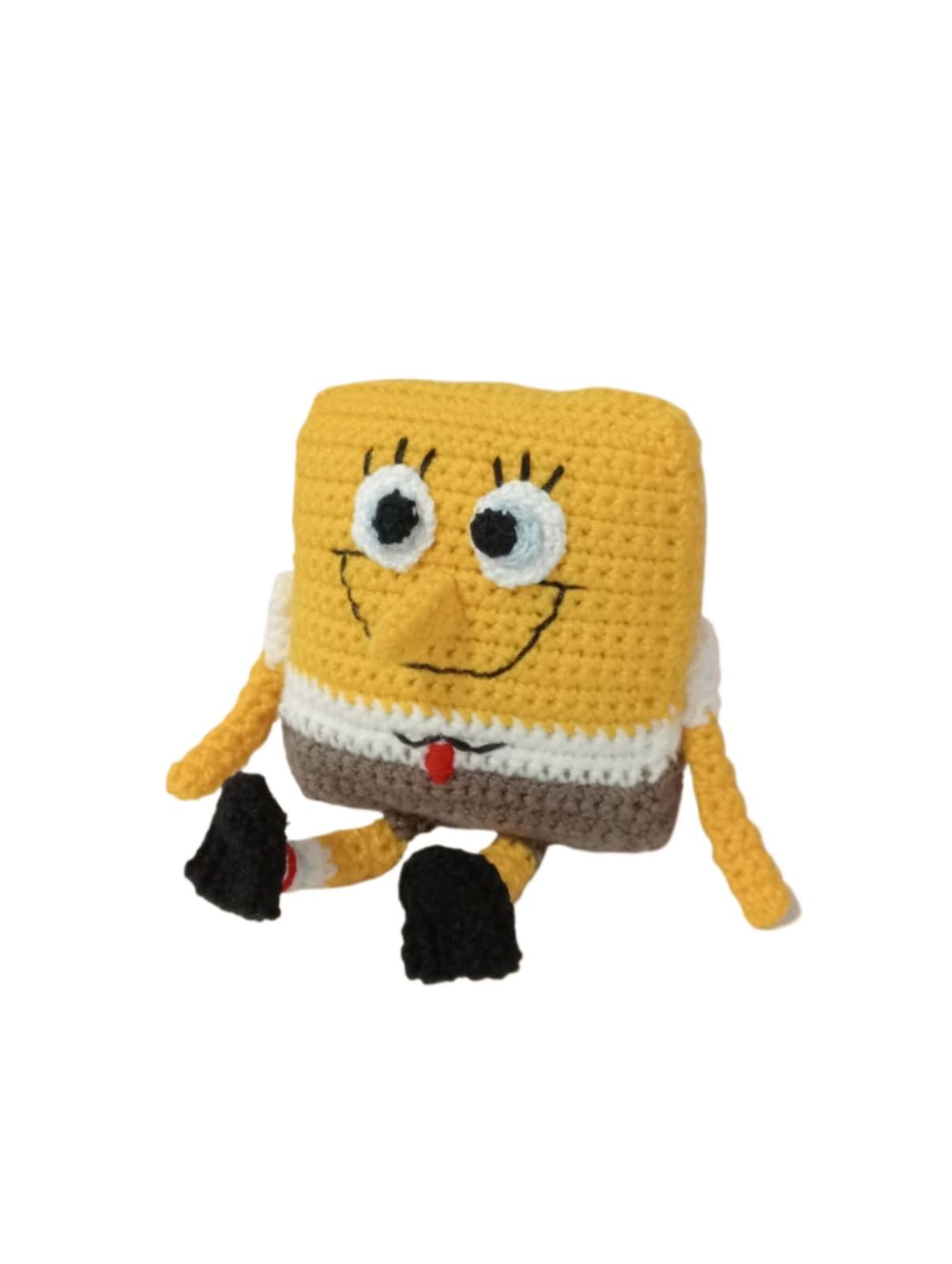 Peluche Bob esponja hecho a mano a ganchillo (amigurumi). - Imagen 2