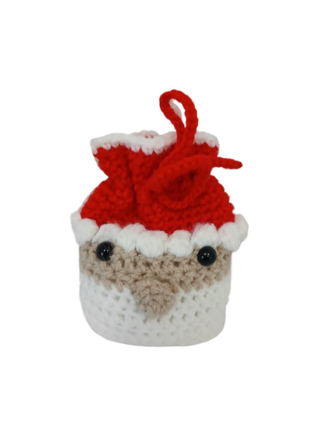 Peluche bolsa papá noel avideño hecha a mano a ganchillo (amigurumi). - Imagen 1