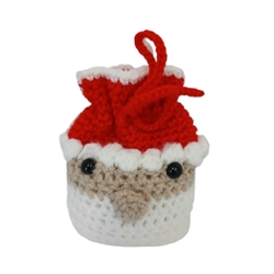 Peluche bolsa papá noel avideño hecha a mano a ganchillo (amigurumi). - Imagen 1