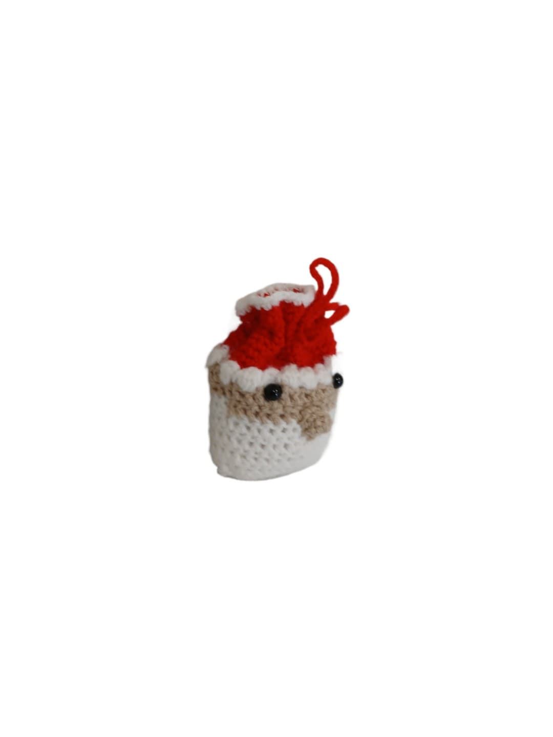 Peluche bolsa papá noel avideño hecha a mano a ganchillo (amigurumi). - Imagen 3