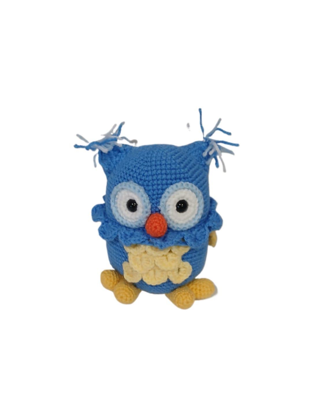 Peluche buho azul hecho a mano a ganchillo (amigurumi) - Imagen 1