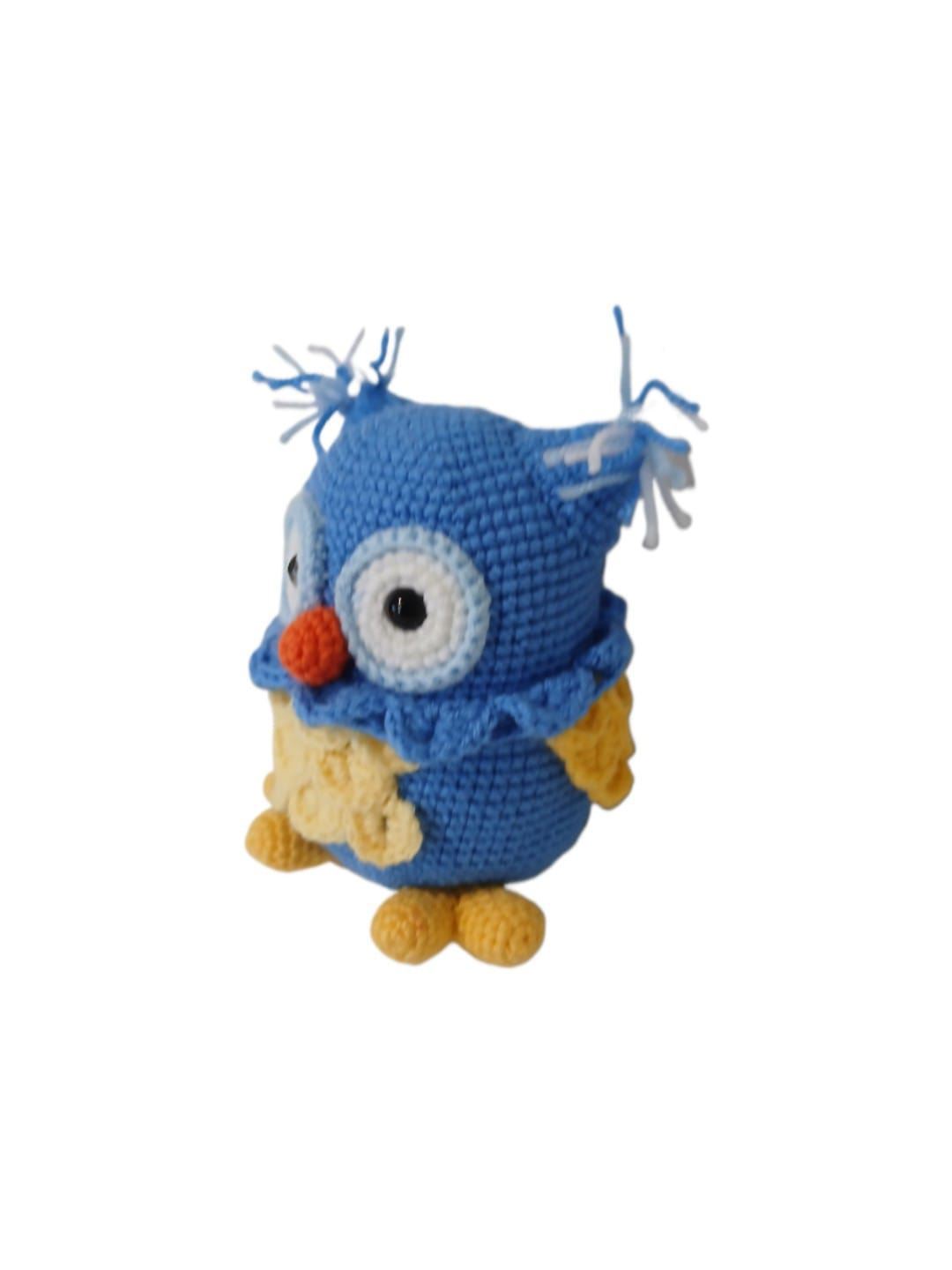 Peluche buho azul hecho a mano a ganchillo (amigurumi) - Imagen 2