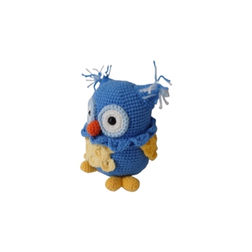 Peluche buho azul hecho a mano a ganchillo (amigurumi) - Imagen 2