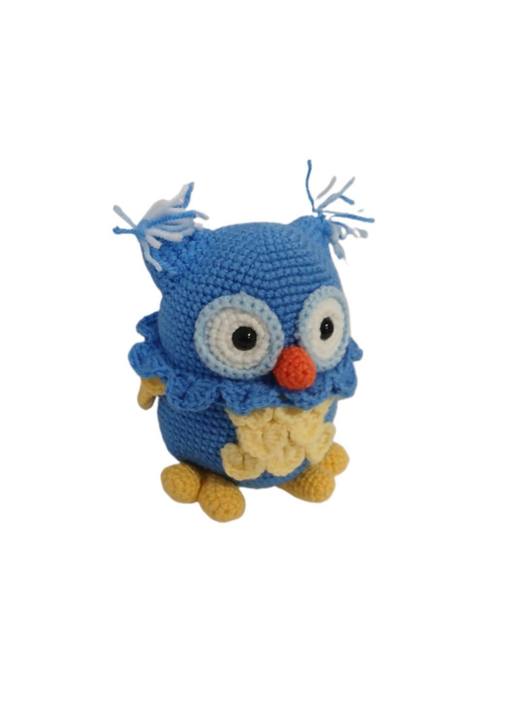 Peluche buho azul hecho a mano a ganchillo (amigurumi) - Imagen 3