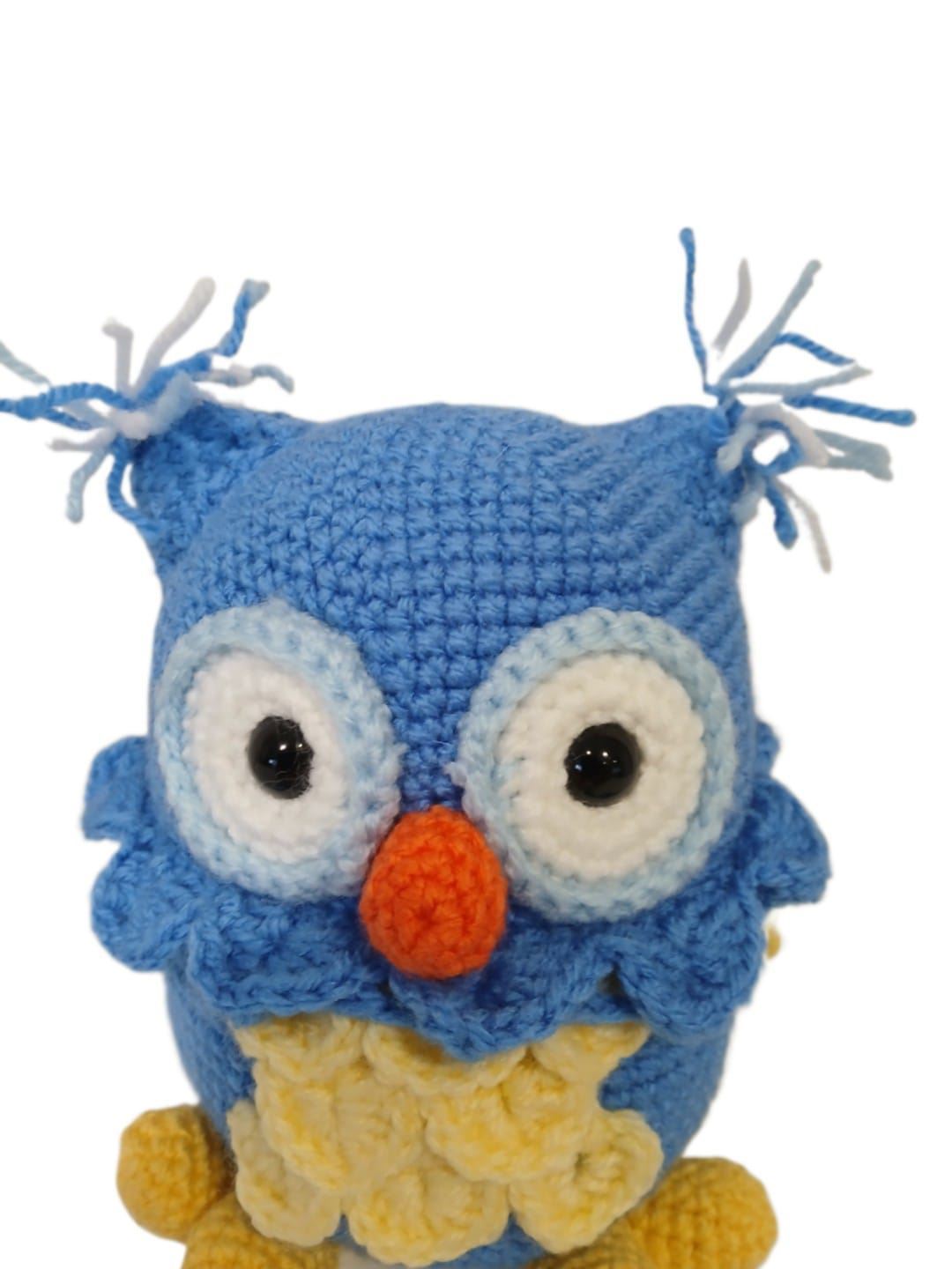 Peluche buho azul hecho a mano a ganchillo (amigurumi) - Imagen 4