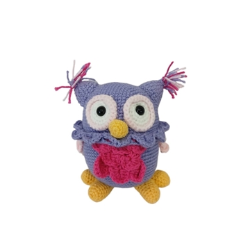 Peluche búho lila hecho a mano a ganchillo (amigurumi) - Imagen 1