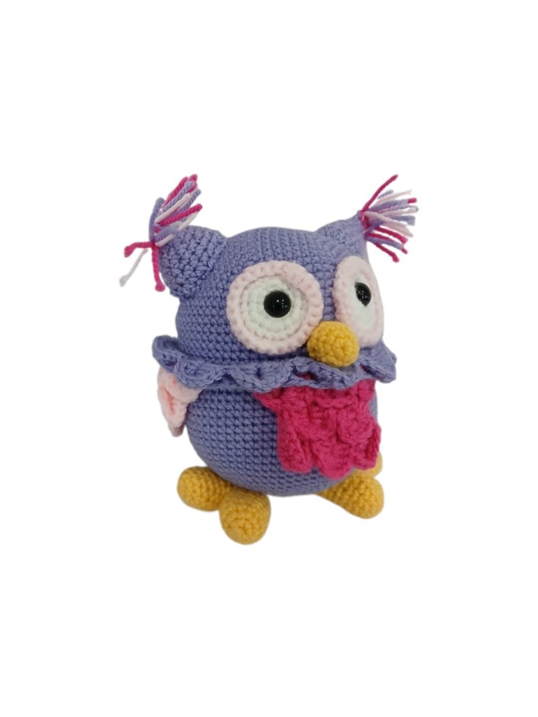 Peluche búho lila hecho a mano a ganchillo (amigurumi) - Imagen 2