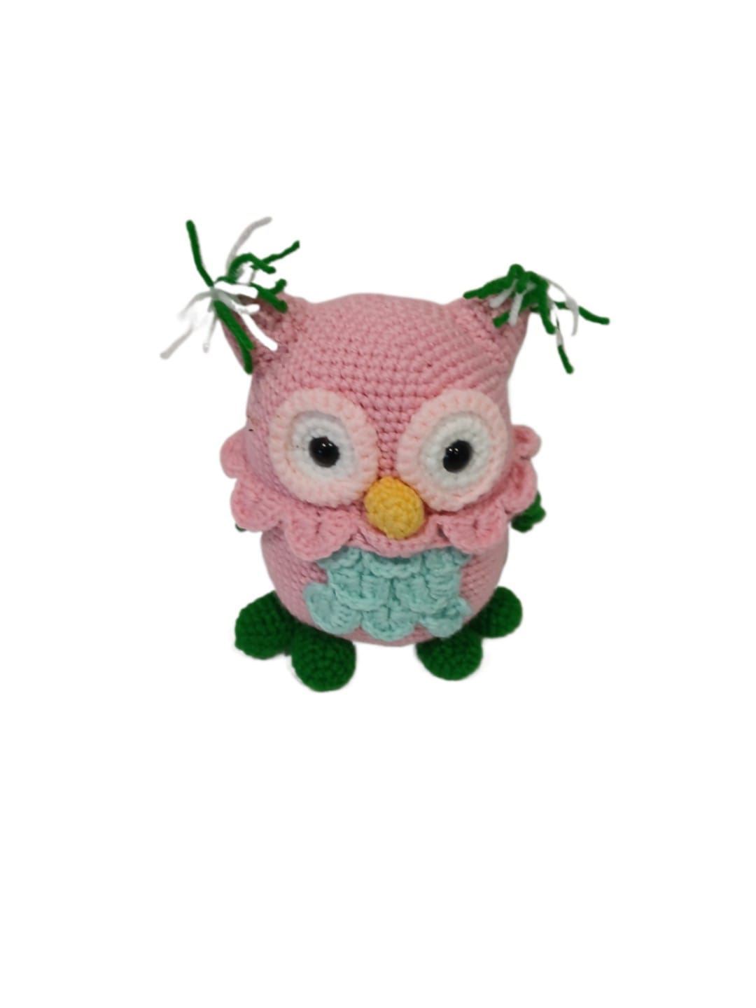 Peluche búho rosa hecho a mano a ganchillo (amigurumi). - Imagen 1