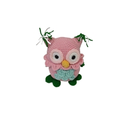 Peluche búho rosa hecho a mano a ganchillo (amigurumi). - Imagen 1