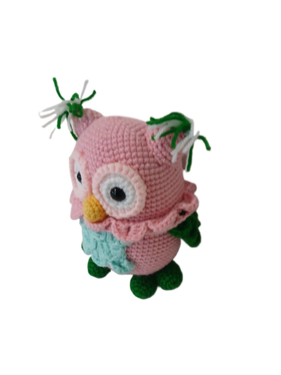 Peluche búho rosa hecho a mano a ganchillo (amigurumi). - Imagen 2