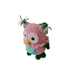 Peluche búho rosa hecho a mano a ganchillo (amigurumi). - Imagen 2
