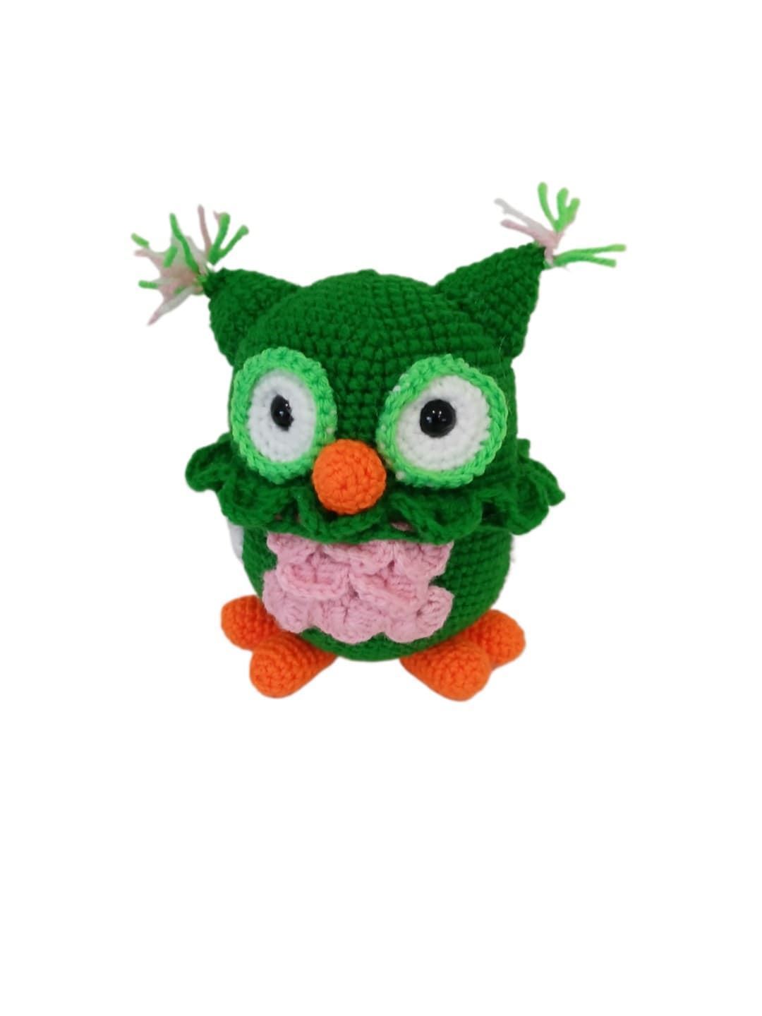 Peluche búho verde hecho a mano a ganchillo (amigurumi). - Imagen 1
