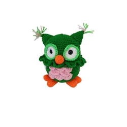 Peluche búho verde hecho a mano a ganchillo (amigurumi). - Imagen 1