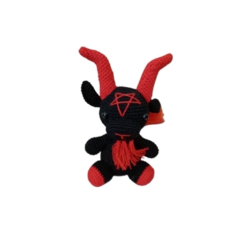 Peluche cabra satánica negra Baphomet hecho a mano a ganchillo (amigurumi). - Imagen 1