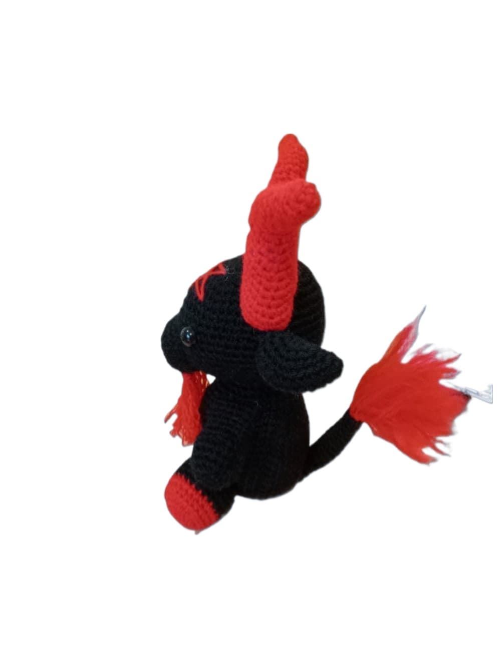 Peluche cabra satánica negra Baphomet hecho a mano a ganchillo (amigurumi). - Imagen 3