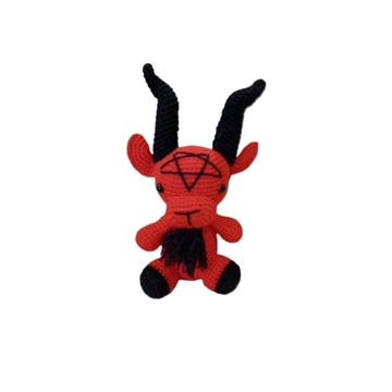 Peluche cabra satánica roja Baphomet hecho a mano a ganchillo (amigurumi). - Imagen 1
