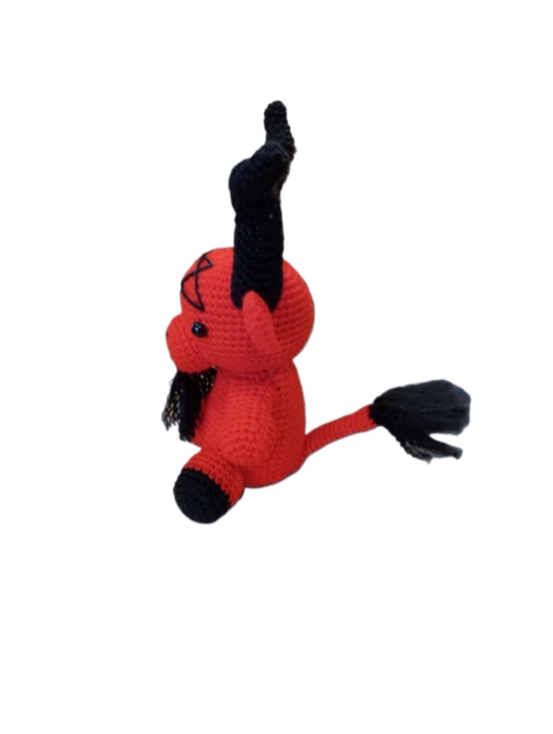 Peluche cabra satánica roja Baphomet hecho a mano a ganchillo (amigurumi). - Imagen 2