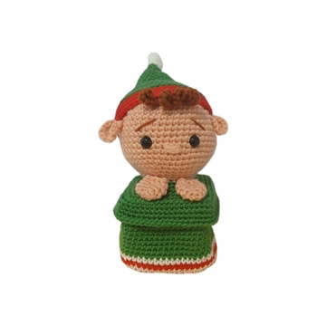 Peluche caja de regalo duende navideño hecha a mano a ganchillo (amigurumi). - Imagen 1