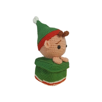 Peluche caja de regalo duende navideño hecha a mano a ganchillo (amigurumi). - Imagen 2