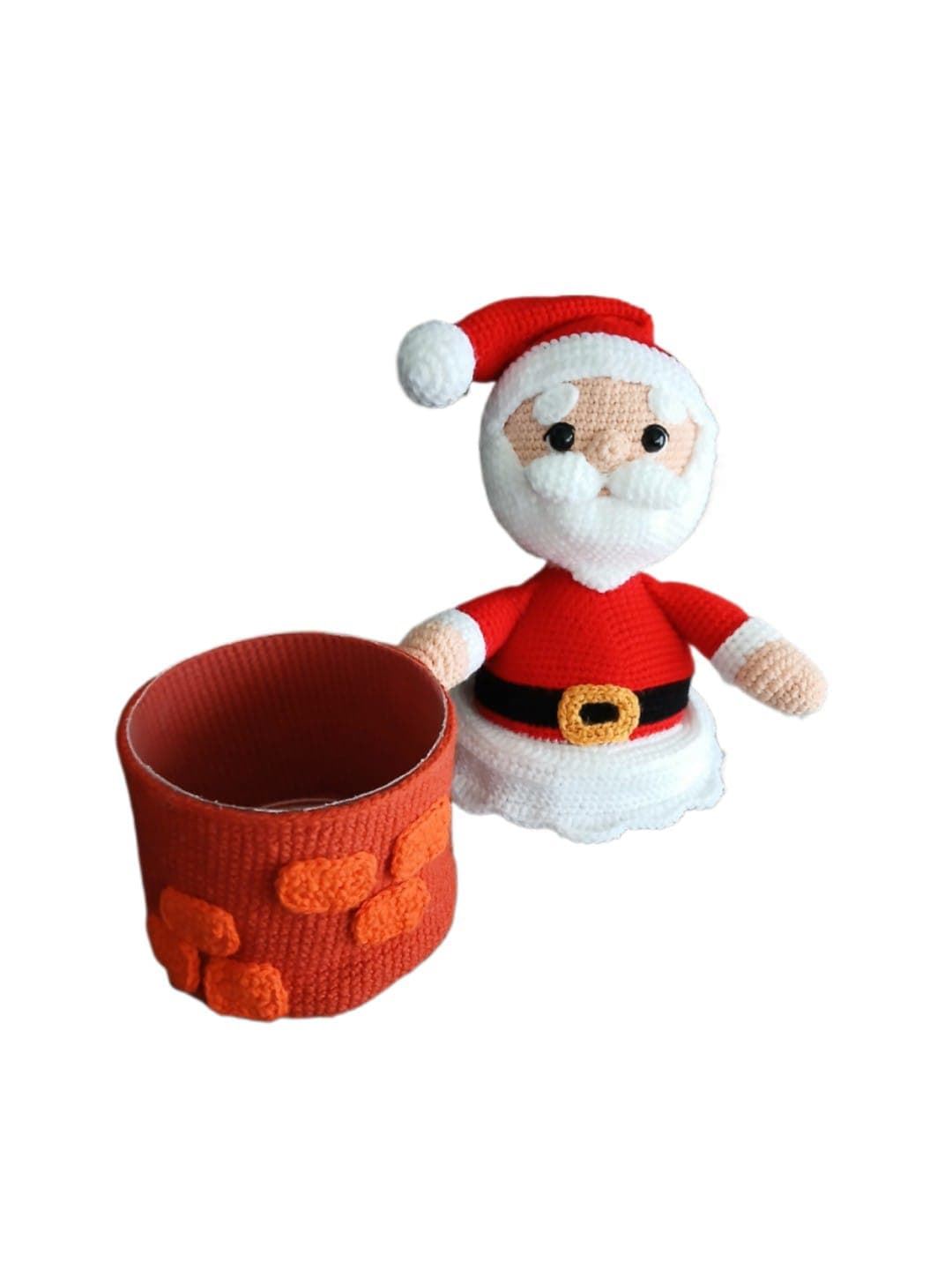 Peluche caja de regalo papá noel  navidad- navideño hecha a mano a ganchillo (amigurumi). - Imagen 5