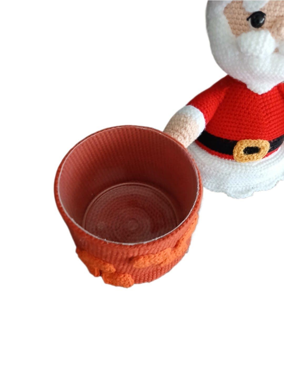 Peluche caja de regalo papá noel  navidad- navideño hecha a mano a ganchillo (amigurumi). - Imagen 6