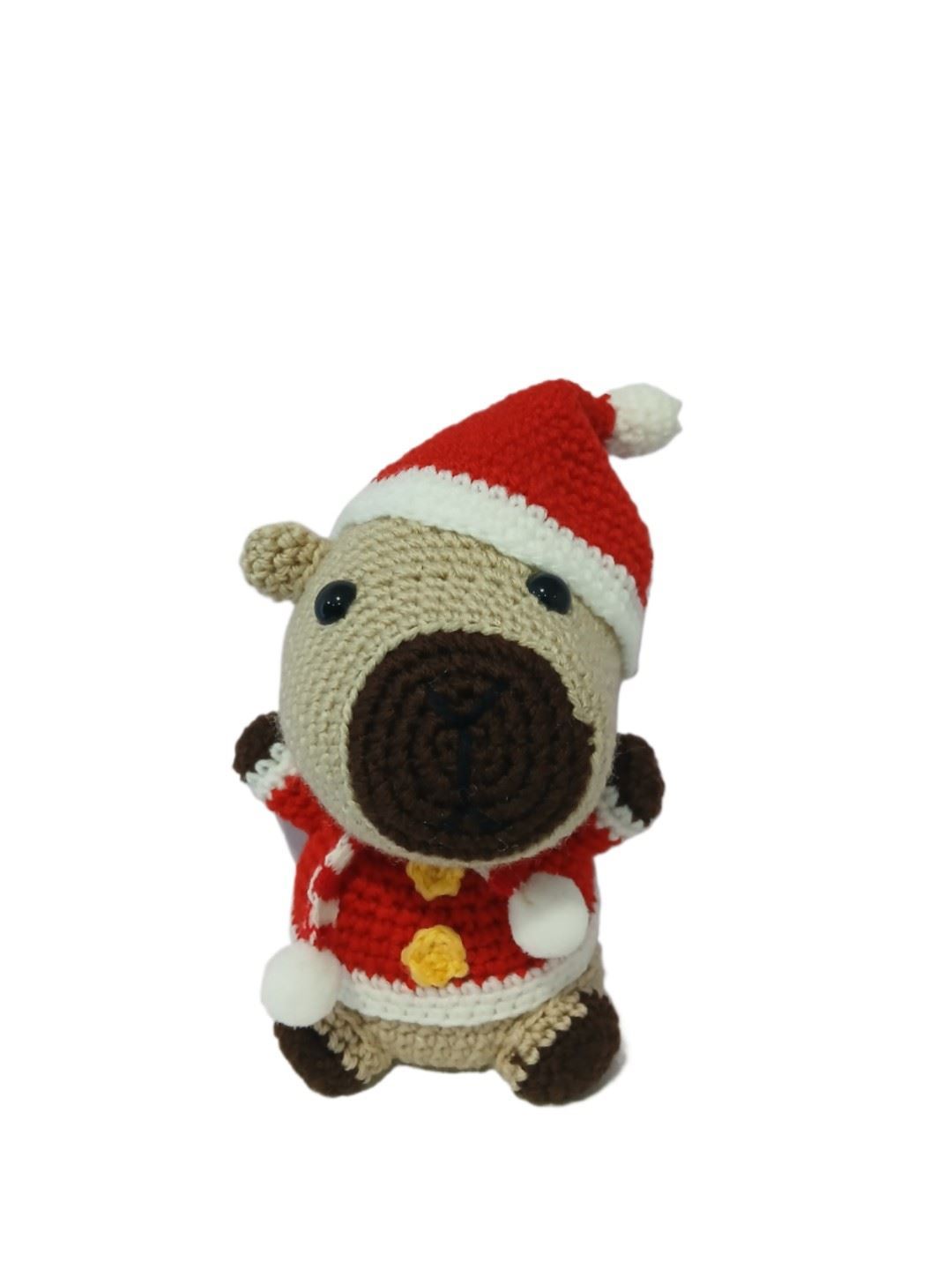 Peluche capibara navideño-navidad hecho a mano a ganchillo (amigurumi). - Imagen 1
