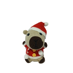 Peluche capibara navideño-navidad hecho a mano a ganchillo (amigurumi). - Imagen 1