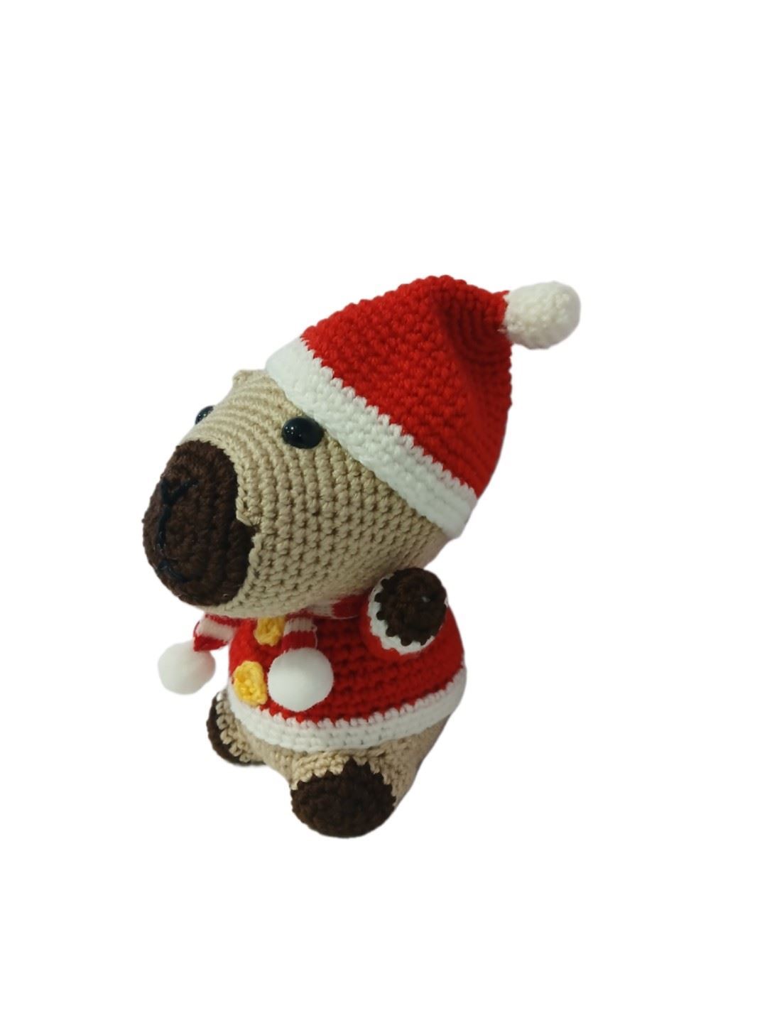 Peluche capibara navideño-navidad hecho a mano a ganchillo (amigurumi). - Imagen 2