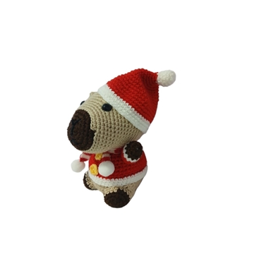 Peluche capibara navideño-navidad hecho a mano a ganchillo (amigurumi). - Imagen 2