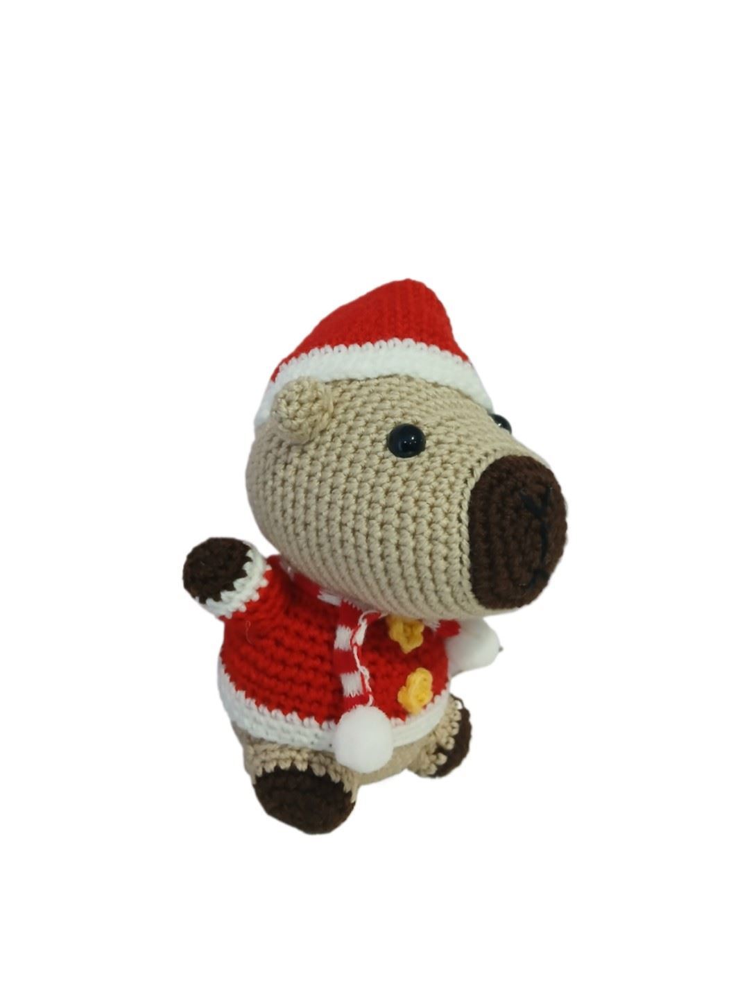 Peluche capibara navideño-navidad hecho a mano a ganchillo (amigurumi). - Imagen 3