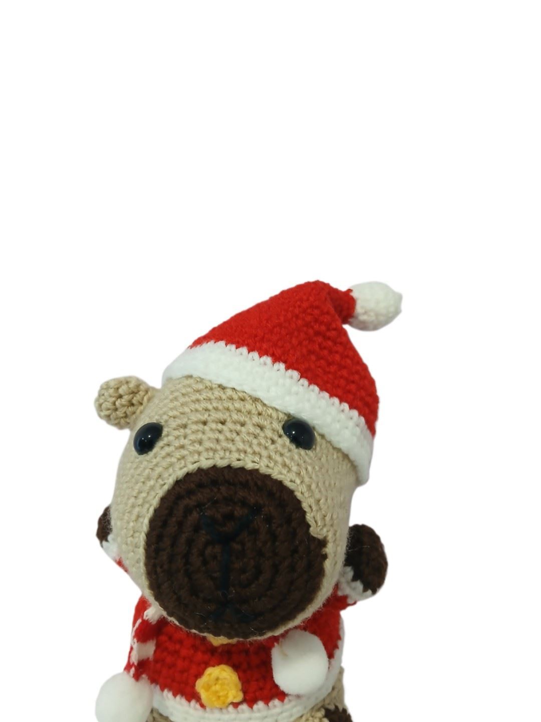 Peluche capibara navideño-navidad hecho a mano a ganchillo (amigurumi). - Imagen 4