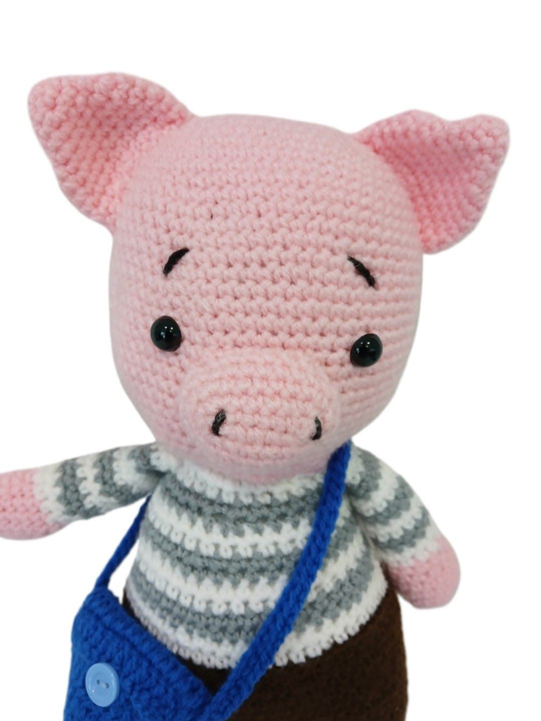 Peluche cerdo con pantalón hecho a mano a ganchillo (amigurumi). - Imagen 4