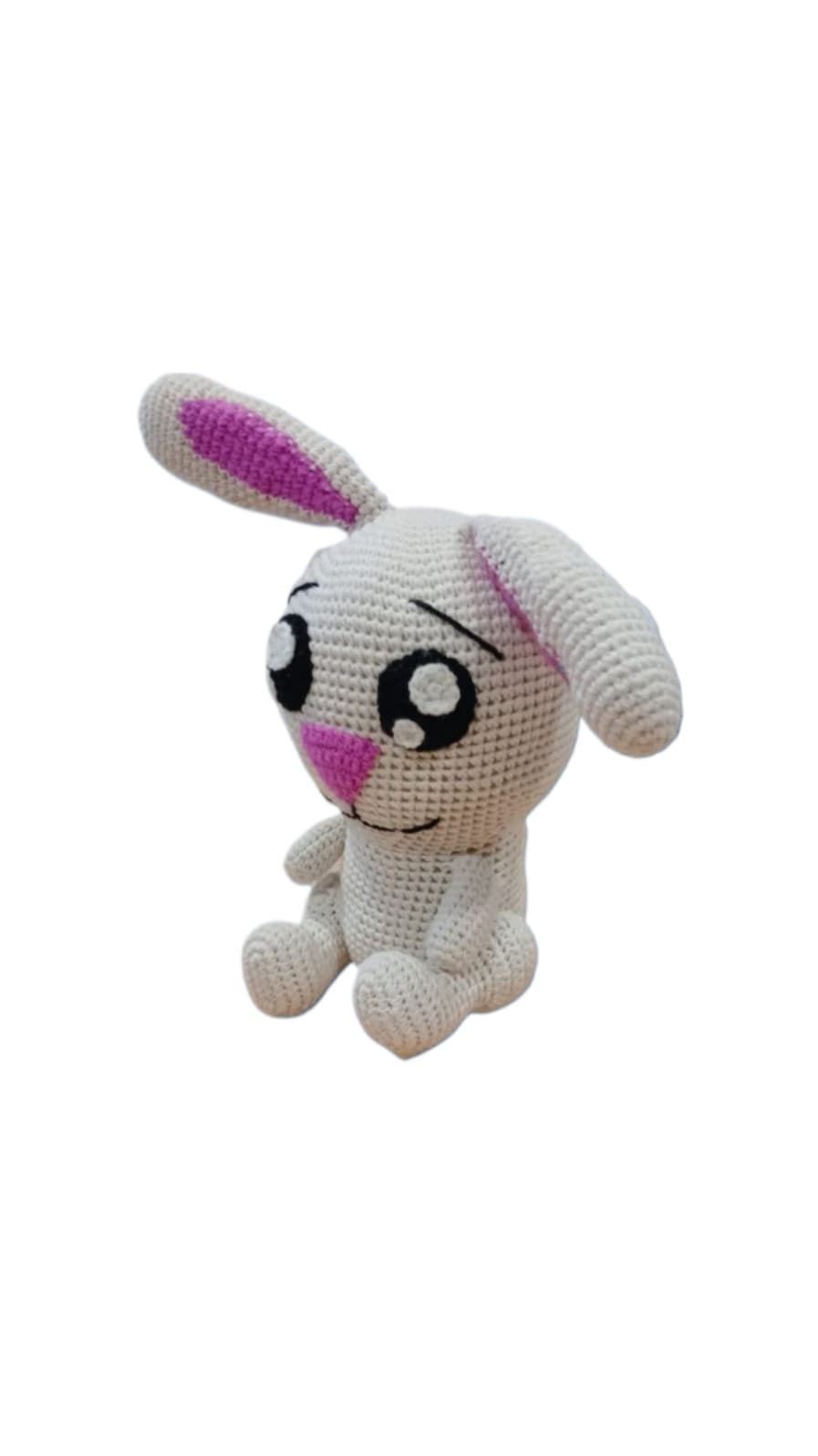 Peluche conejo blanco hecha a mano a ganchillo (amigurumi). - Imagen 2