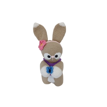 Peluche conejo con jersey lila hecho a mano a ganchillo (amigurumi). - Imagen 1