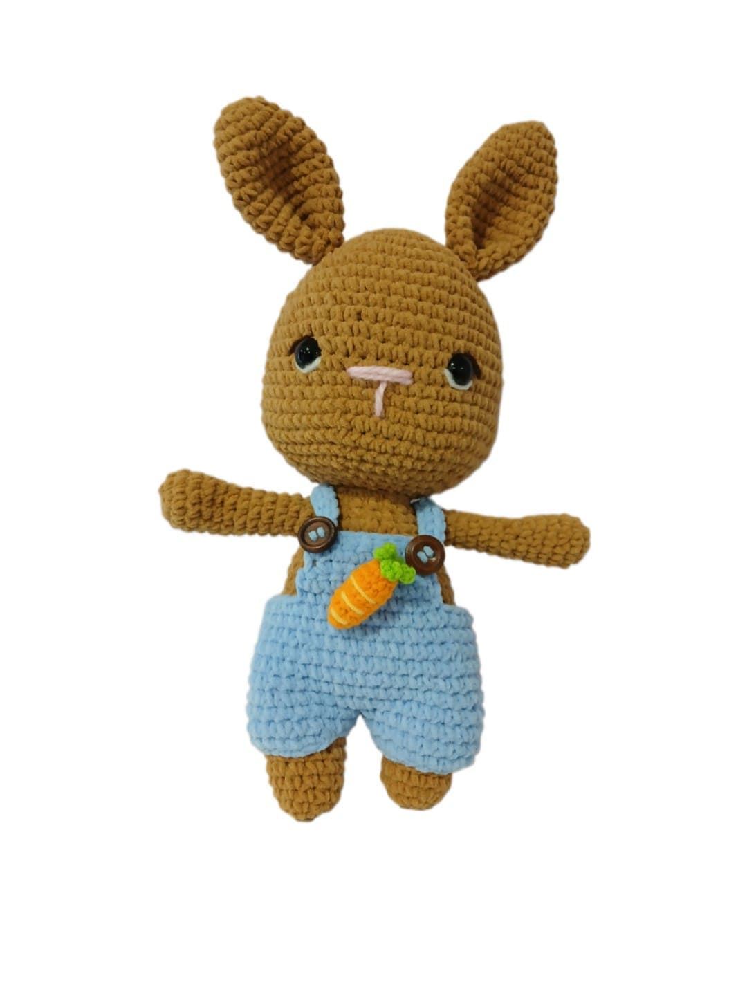 Peluche conejo con pantalón lana chenille hecho a mano a ganchillo (amigurumi). - Imagen 1