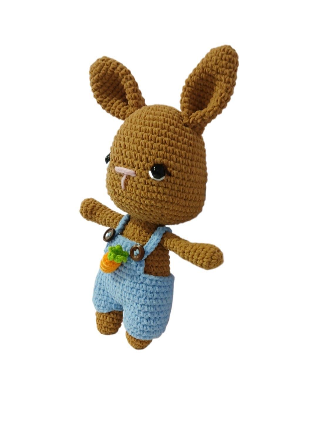 Peluche conejo con pantalón lana chenille hecho a mano a ganchillo (amigurumi). - Imagen 2
