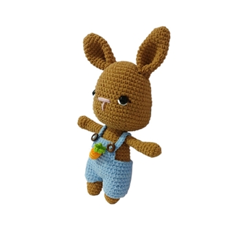 Peluche conejo con pantalón lana chenille hecho a mano a ganchillo (amigurumi). - Imagen 2